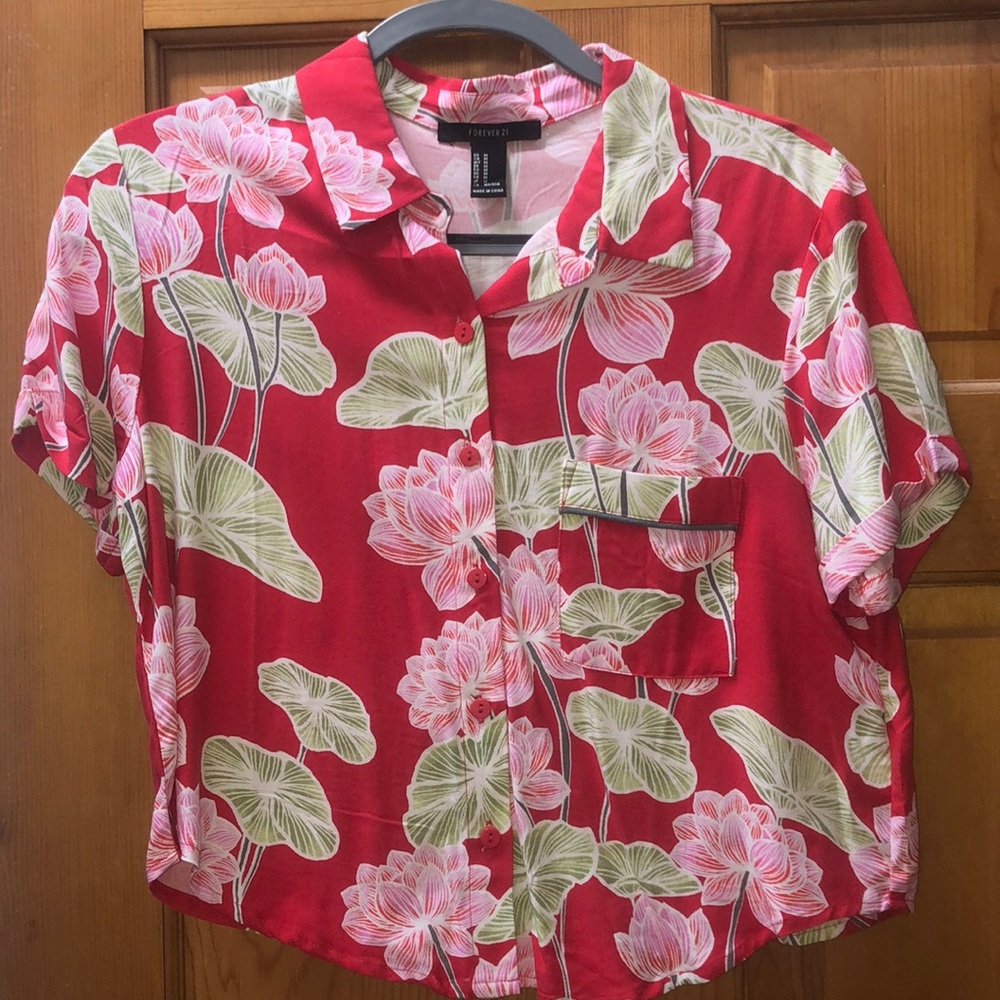 Forever 21 Cropped Hawaiian Shirt